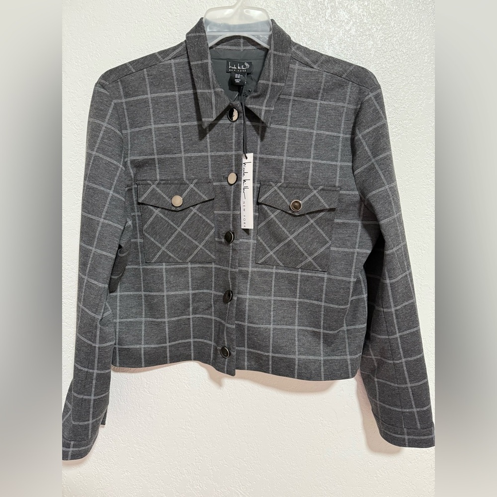 Nicole Miller Gray Checkered blazer